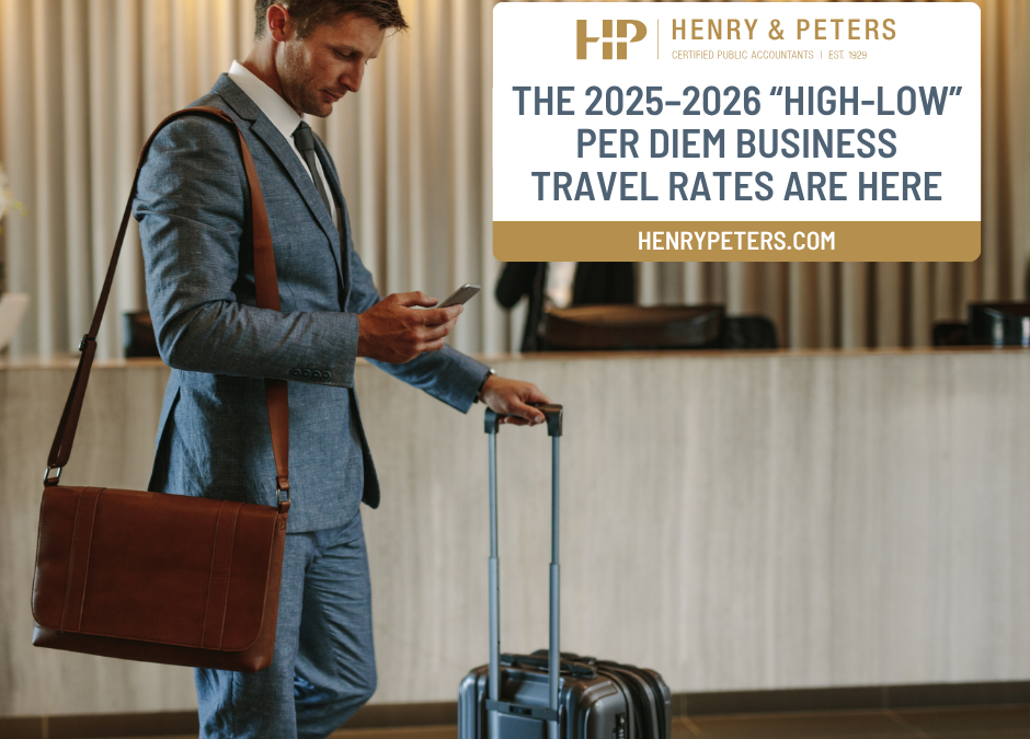 The 2025–2026 “high-low” per diem business travel rates are here