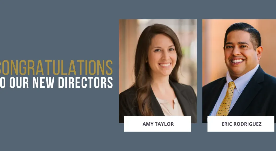 Congratulations to our new Longview office directors, Amy Taylor and Eric Rodriguez