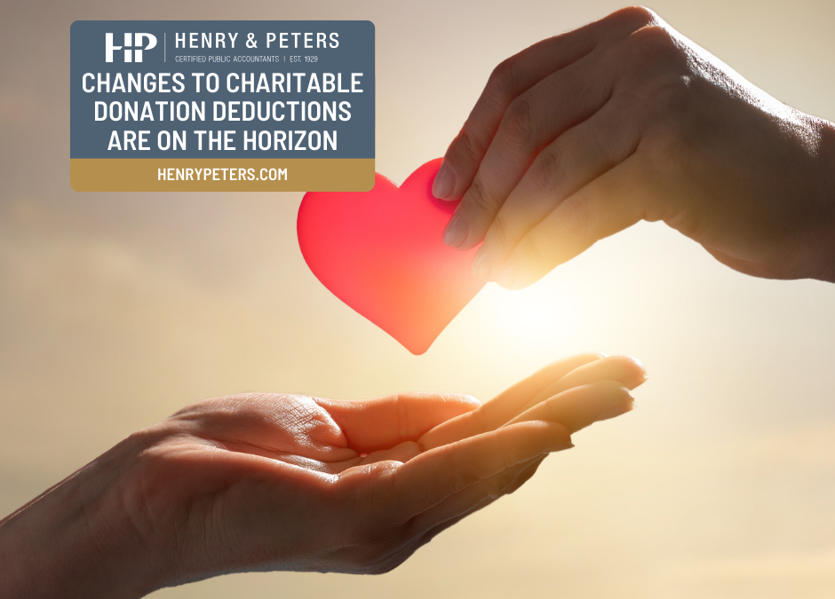 Changes to charitable donation deductions are on the horizon