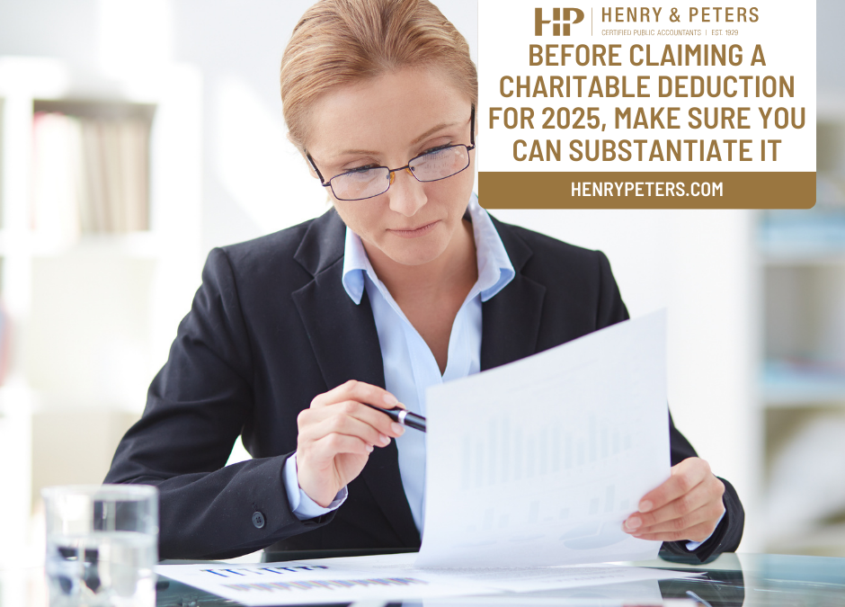 Before claiming a charitable deduction for 2025, make sure you can substantiate it